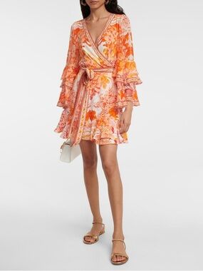 Camilla Dragon Mother Crystal Embellished floral silk short wrap dress NEW NWT